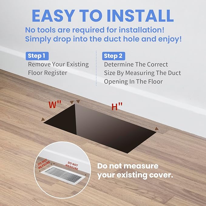 4x8 Inches 2 Pack Heavy Duty Walkable Floor Register Easy Adjust Air Supply Lever Floor Vents - Seattle Design - Vent Cover for Home Floor - Matte Black