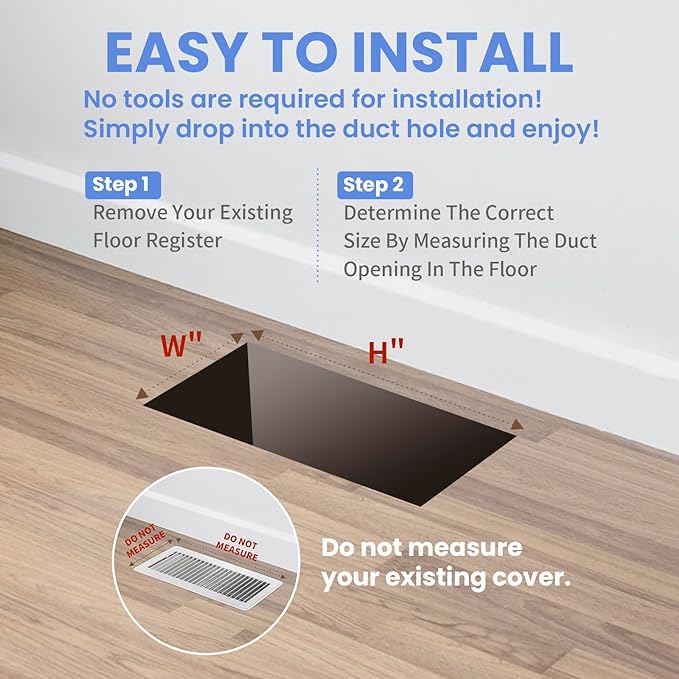4x12 Inches 4 Pack Heavy Duty Walkable Floor Register - Easy Adjust Air Supply Lever Decorative Floor Vent Covers, Seattle Design Vent Covers for Home - Matte Black