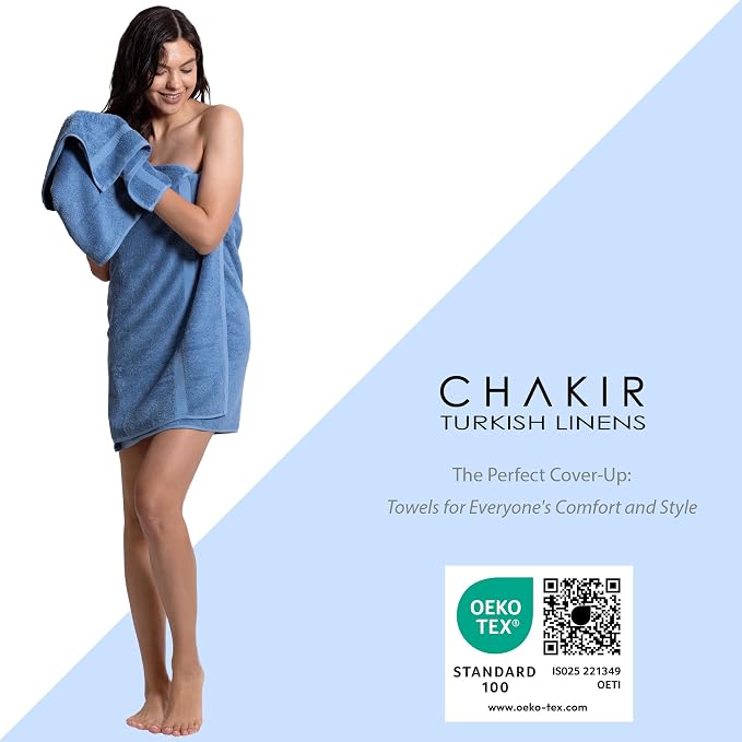 Chakir Turkish Linens 100% Cotton 4-Pack Washcloths 13x13, Wedgewood | Premium - Image 5