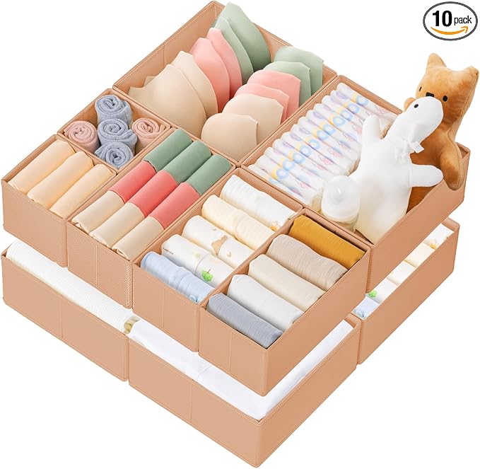 Drawer Organizer Clothes, 10 Pack Dresser Organizer by Criusia