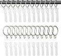 1.5 Inch Curtain Rings with Hooks, 24 Pack Silver Metal Drapery Rings with Pins by GASRONS
