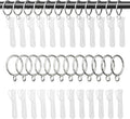 1.25 Inch Curtain Rings with Hooks, 24 Pack Silver Metal Drapery Rings with by GASRONS