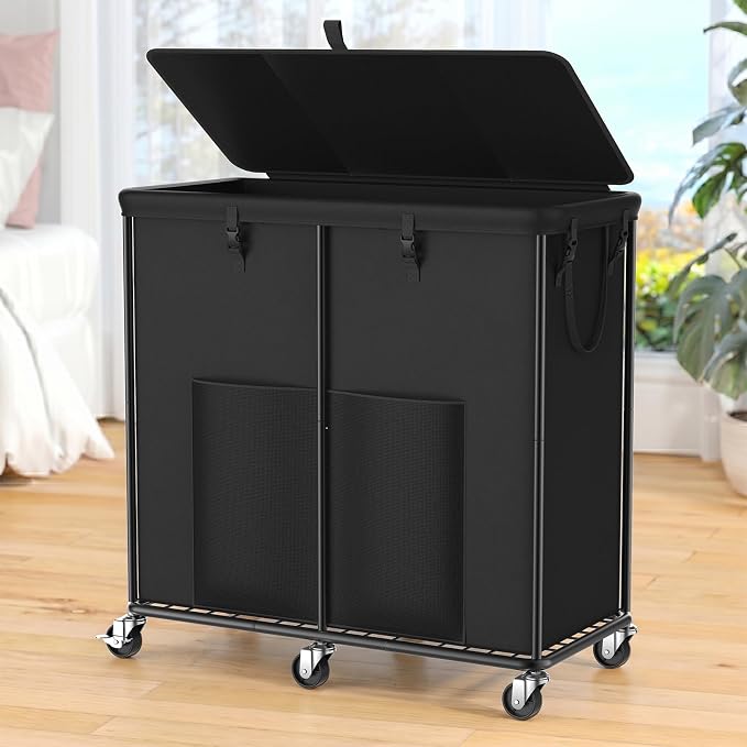 80 GAL Laundry Hamper with Lid & Wheels, Rolling Laundry Basket with Bag by OLLDIDE