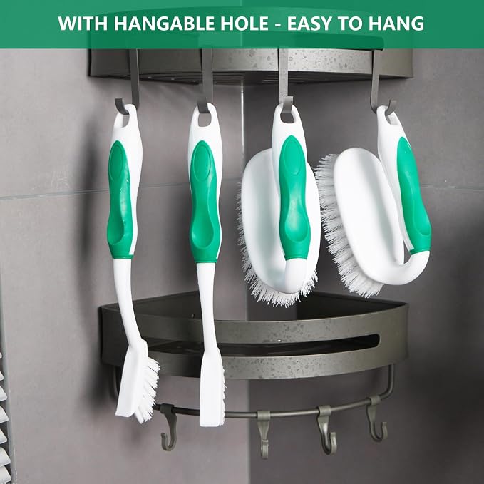 Scrub Brush Set, 4 Pack Deep Cleaning Brush Kit, 2 Tile & Grout Brush - Image 7