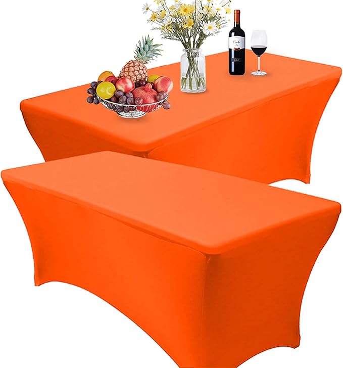 RELIANCER 2 Pack Stretch Spandex Table Covers for Rectangular Tables,4FT Elastic Fitted Tablecloth,Universal Rectangular Table Cloth Protector for Outdoor Party,Wedding,Bar,Birthday,Banquet,Events