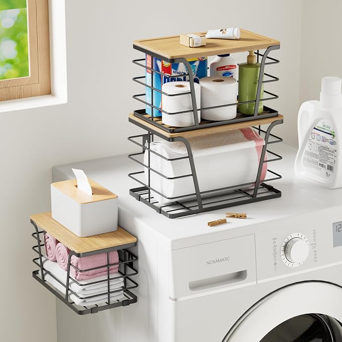 TIDIIABODE 3 Pack Stackable Pantry Organizer, Trash Bag Dispenser Under Sink - Image 4