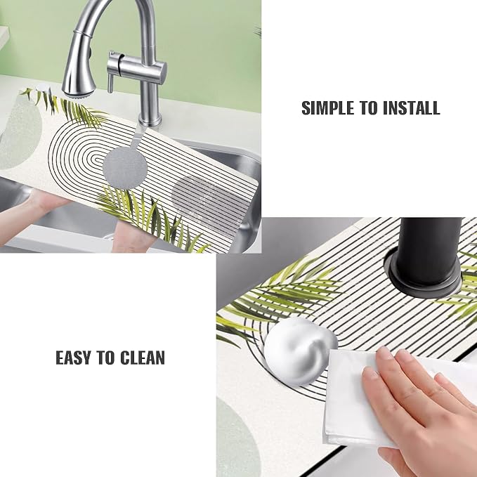 Sink Faucet Absorbing Mat, 2 Pack Drying Mat Around Faucet Sink Splash Guard - Image 4