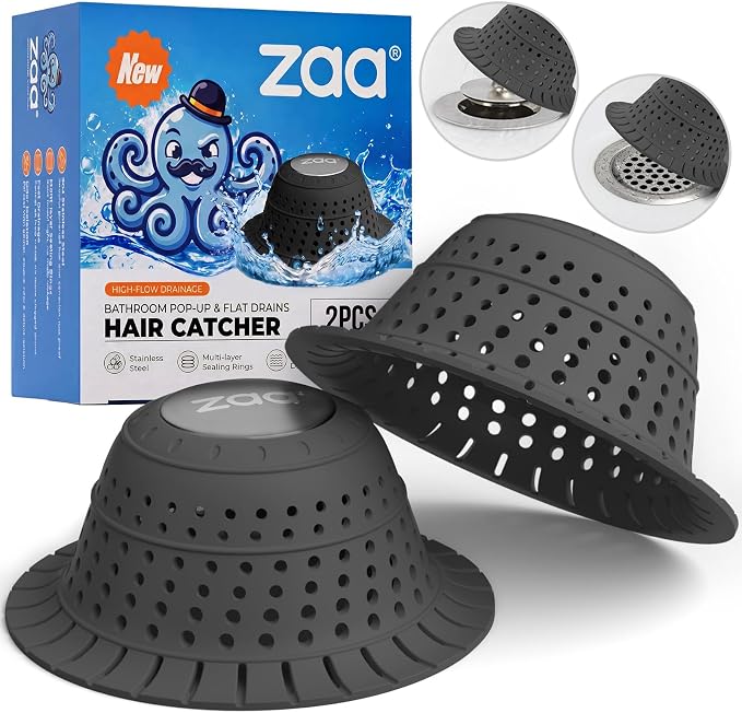 Bathtub Drain Strainer Silicone Bathroom Stopper Fixture Accessories | 2-Pack by zaa