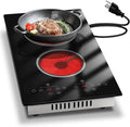 2 Burner Electric Cooktop, 12 Inch Electric Stove Top, 120V Double Burner Countertop Stove 2000W with Timer & 9-Level Adjustment, Sensor Touch Control, Child Lock, Built-in Radiant Cooktop Pladeca