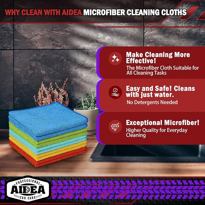 AIDEA Microfiber Cleaning Cloth 10PK, Microfiber Towels - Image 2