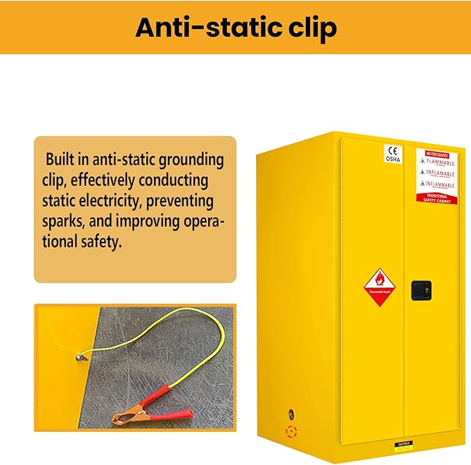 73" H x 48.9" D x 23.11" W Flammable Storage Cabinet, Galvanized Steel Safety Cabinet, Flammable Liquid Storage Fireproof Cabinets for Commercial, Industrial Use Yellow