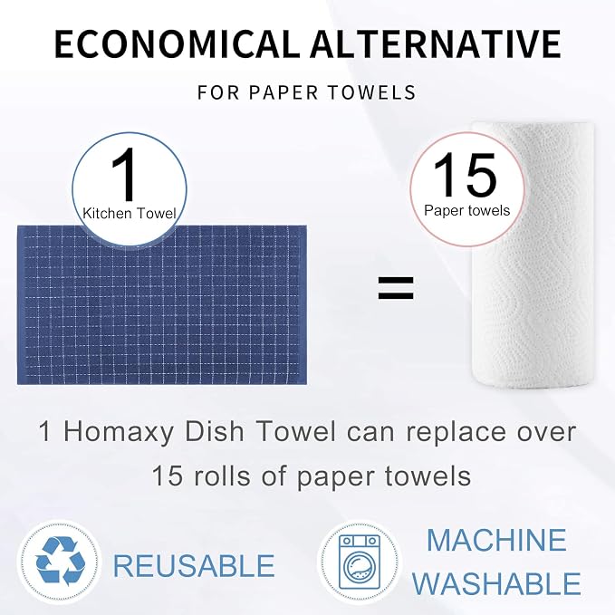 Homaxy 100% Cotton Terry Kitchen Towels, Large 4 Pack - Image 7