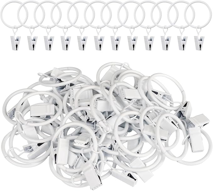 Curtain Rings with Clips, 42 Pack Metal Drapery Rings with Clips Hooks Hangers by Unknown