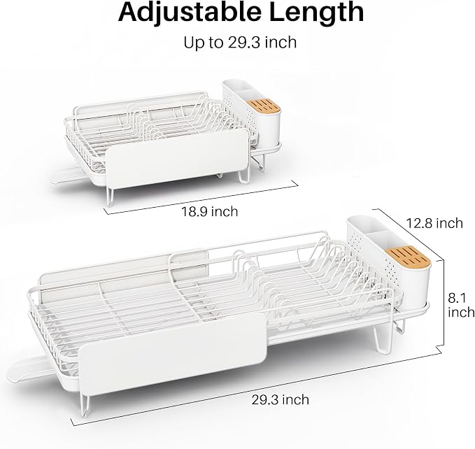 SNTD Large Dish Drying Rack for Kitchen Counter, Expandable, Adjustable Length - Image 2