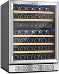 Empava 24" Wine Cooler Refigerator, Freestanding or Under Counter Fridge with Lights, 46 Bottles Capacity Dual Zone, Touch Control, Stainless Steel