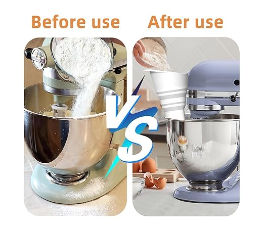Counte Flour Funnel Silicone for Kitchen Aid Standing Mixer,New Flour Funnel-Stand Mixer for Kitchen Aid Artisan Ksm150 5-Quart Tilt-Head Stand Mixer,Enables Guided Pouring (White)