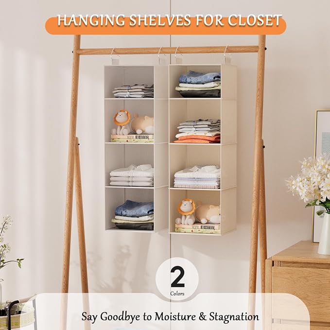 Hanging Closet Organizer with Bamboo Shelves - Image 7