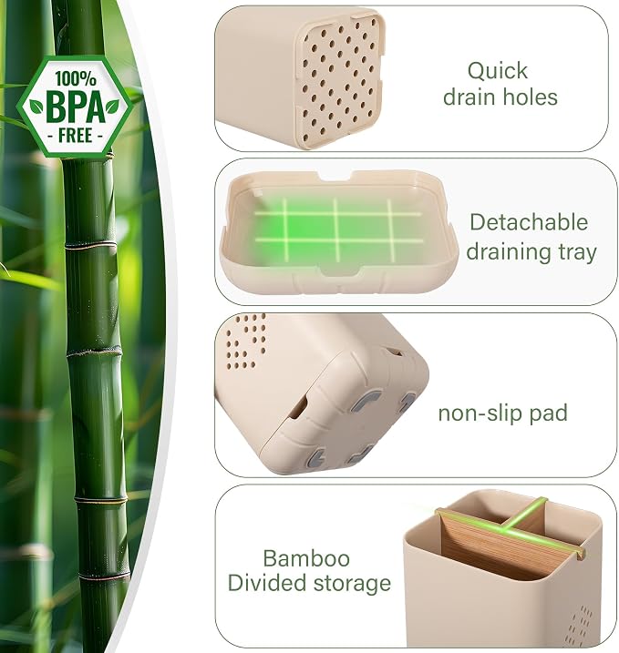Toothbrush Holders for Bathrooms, Electric Toothbrush Holder, Cream | - Image 4