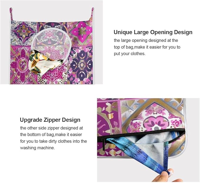 2PCS Hanging Laundry Hamper Bag Over the Door Laundry Hamper Wall Hamper Large - Image 4