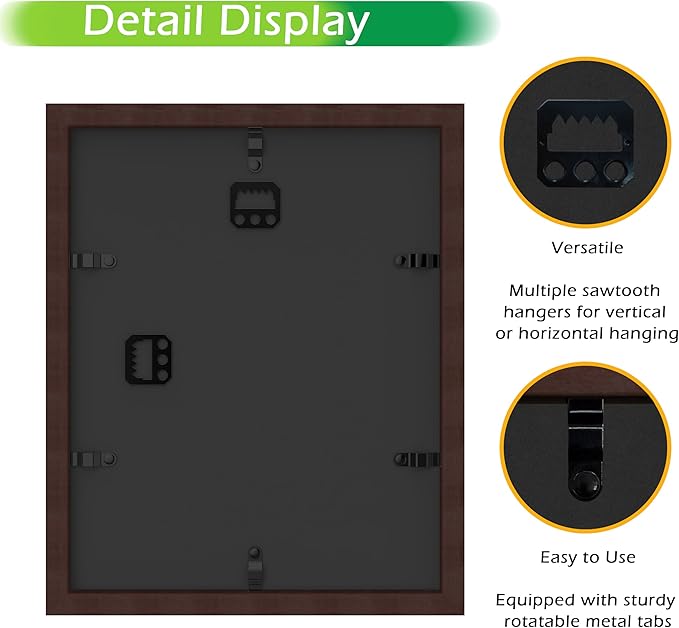 FrameWorks Mahogany Wooden Shadow Box Frame - 8' x 10' Display Case with Soft Felt Back, Tempered Glass, Elegant White Ball Push Pins
