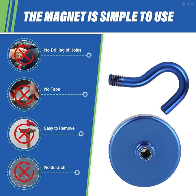 Neosmuk Magnetic Hooks, 130lb Heavy Duty, 10 Pack - Image 5