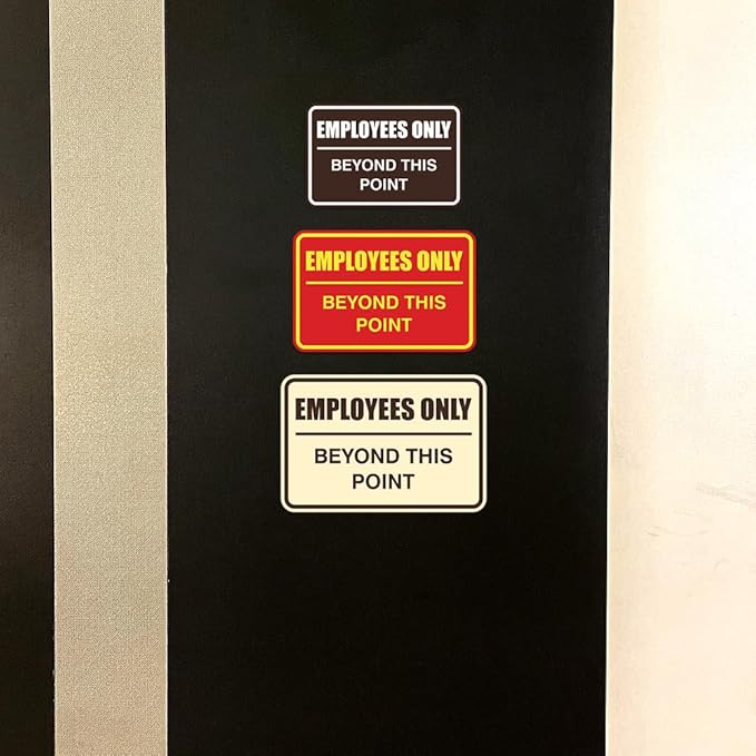 All Quality Classic Framed Employees Only Beyond This Point Wall or Door Sign | Easy to Install Business Signage - Small (Walnut) 10 Pack