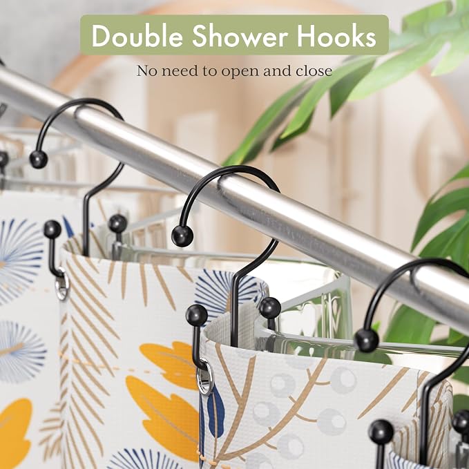 Shower Curtain Hooks Black Double Shower Curtain Hooks, Shower Curtain Rings - Image 4