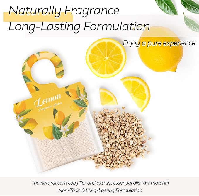 18 Pack Lemon Scented Sachets for Drawer and Closet, Car Air Fresheners - Image 2