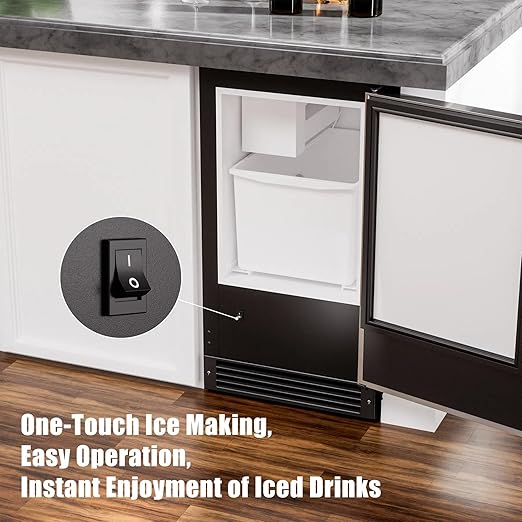COTLIN Drainless Ice Maker 15" W with 22LBS Storage Bin, Free-Standing Under Counter Ice Maker Cabinet Ready, Crescent Ice for Home, No Drain Required, ETL Approved
