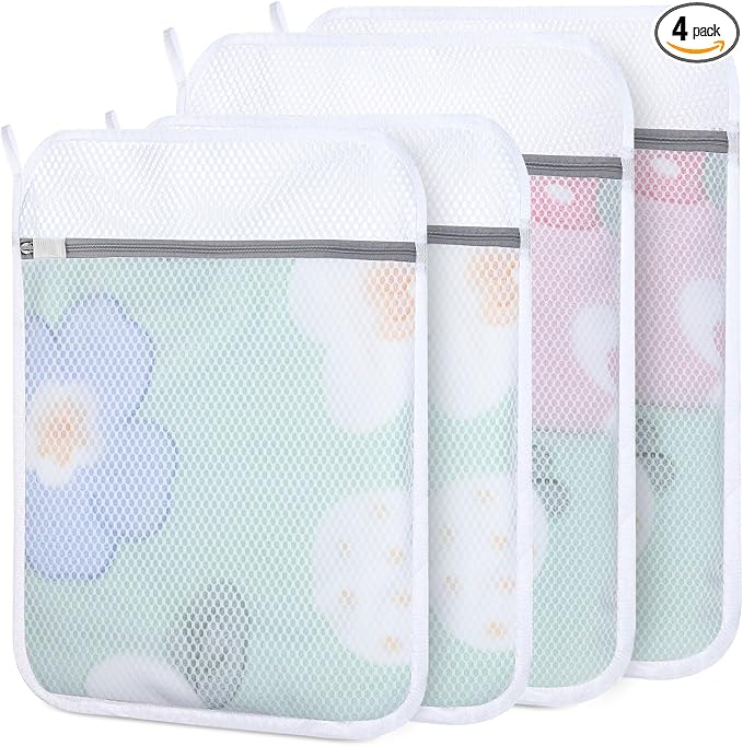 4-Pack Durable Honeycomb Mesh Laundry Bags by Dntorx