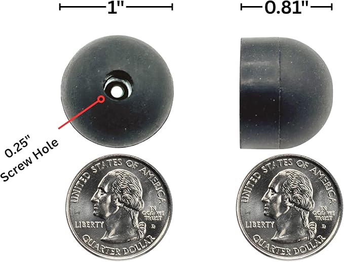 Rubber Screw On Bumpers with Reinforced Washer - Shed Doors, Barn Doors, Trailers, Cabinets, Sliding Doors, Horse Trailers, Boats, and More - Includes 1" Long Screws (4)