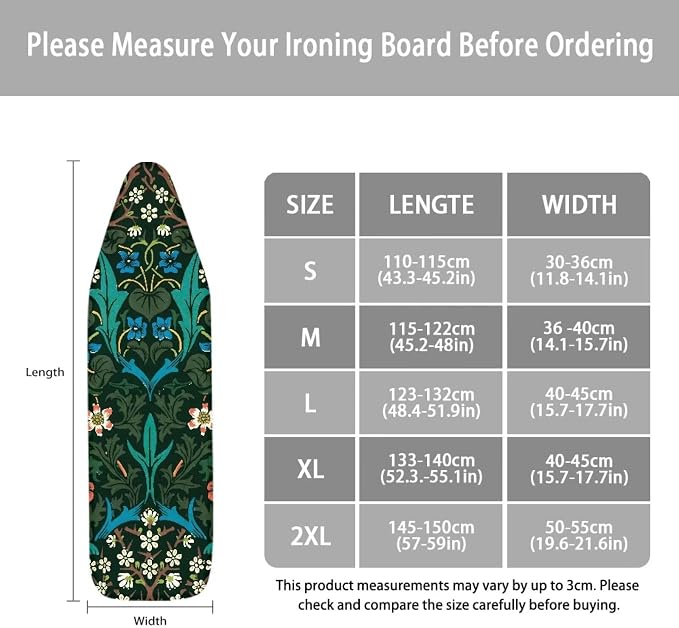 William Morris Blackthorn Pattern Ironing Board Cover 15x54 Ironing Board Cover - Image 6