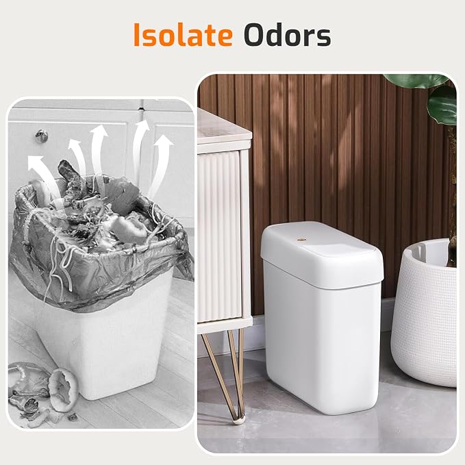 Small Bathroom Trash Can with Lid, 2.6 Gallon Garbage Can with Pop-Up Lid | - Image 4