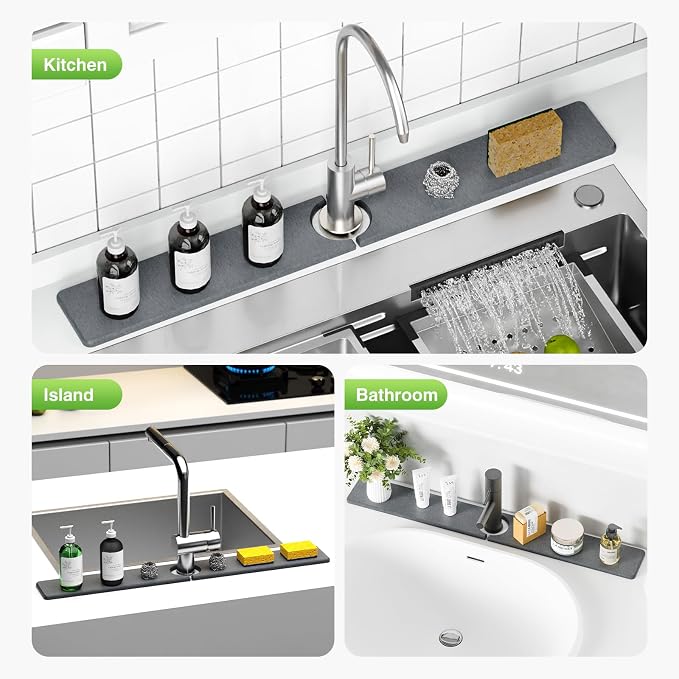 Premium Stone Faucet Mat for Kitchen Sink, Sink Splash Guard Tray for Prevents - Image 8