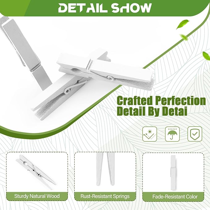 100 Pcs White Clothes pins - Image 2
