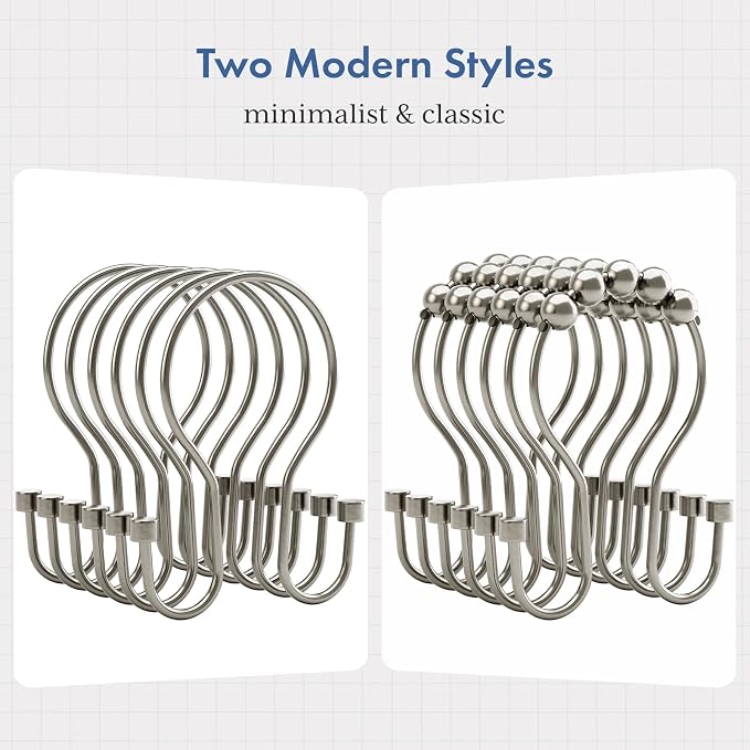 Bathway Shower Curtain Hooks, Metal Shower Curtain Hooks Rust Proof, Smooth - Image 6
