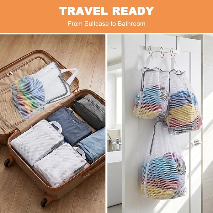 3 Pcs Mesh Hanging Laundry Bags - Image 4