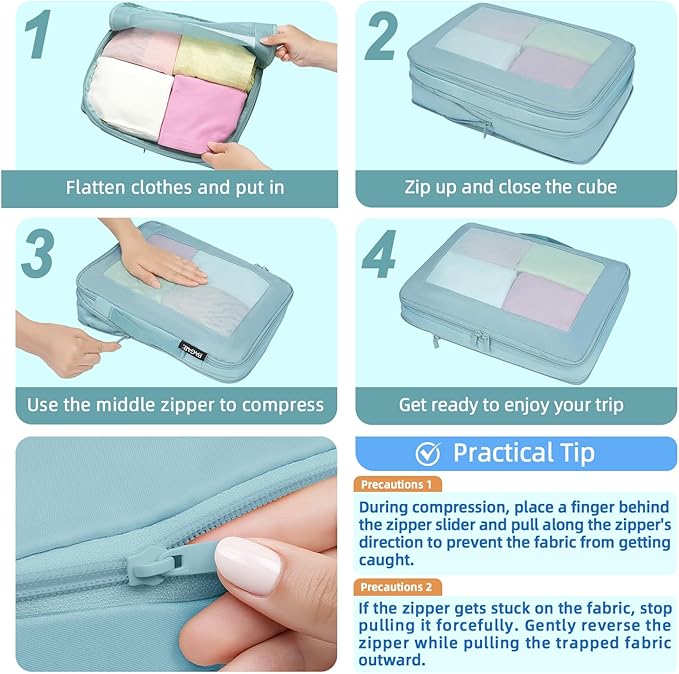 BAGAIL 4 Set/6 Set/8 Set Compression Packing Cubes Travel Accessories - Image 4