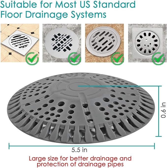 Shower Drain Hair Catcher, 5.5in Shower Hair Catcher Large Premium Silicone - Image 3