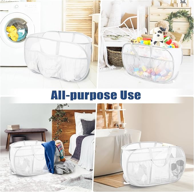2 Pack Collapsible Laundry Baskets, Upgrade Pop Up Laundry Hamper - Image 7