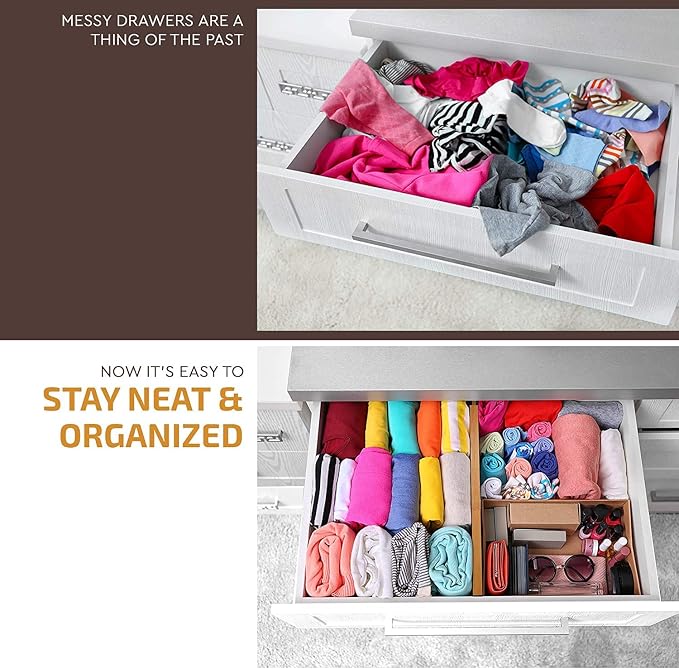 6-Pack Drawer Dividers 2.6-Inch High Dresser Drawer Organizer 16 to 22 Inch | - Image 5