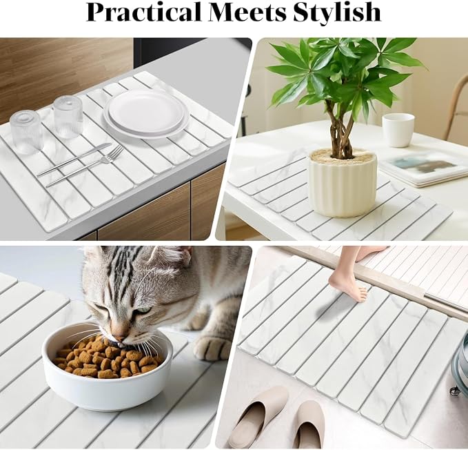 Large Stone Dish Drying Mat for Kitchen Counter, Fast Drying Collapsible Dish - Image 7