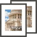 Vittanly 11x14 Picture Frame Set of 2, Solid Wood Frame for Wall Art Photo and Prints, Display Photo 8x10 with Mat or 11x14 without Mat, Black