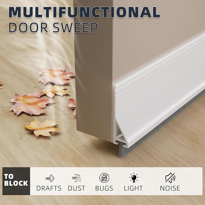 2 Pack Door Sweep with Brush, Adhesive Gap Filler - Image 4
