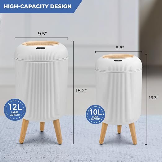 Pukomc 2 Pack Automatic Trash Can 12L /3 Gallon and 10L /2.64 Gallon | Bathroom - Image 2