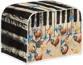 Vintage Rooster Piano Toaster Covers Wide Slot Bread Machine Covers for 2 Slice Toaster Dust Protection Kitchen Decoration