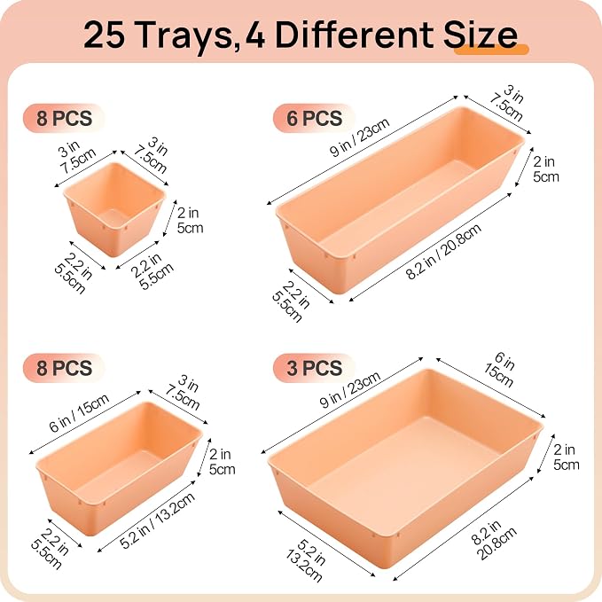 Vtopmart 25 Pack Plastic Drawer Organizers - Image 2