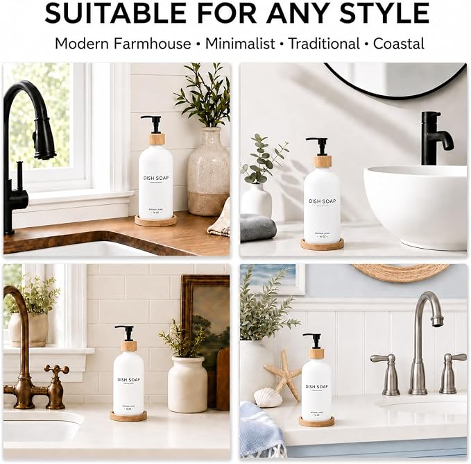 Dish Soap Dispenser, 16OZ Glass Kitchen Soap Dispenser - Image 3