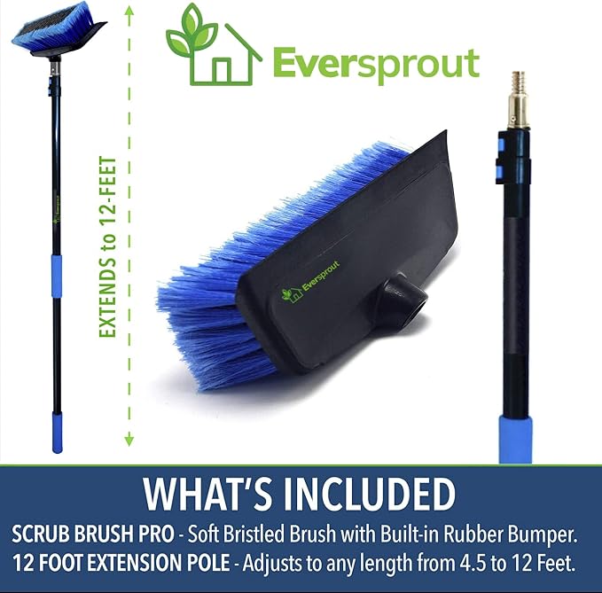 EVERSPROUT Car Brush with Rubber Bumper 5-to-12 Ft with Extension Pole | - Image 2