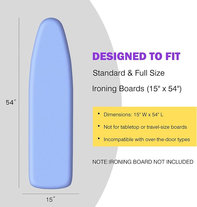 Ironing Board Cover and Pad 15x54 Standard Size, Extra Thick Cotton Iron Board - Image 2